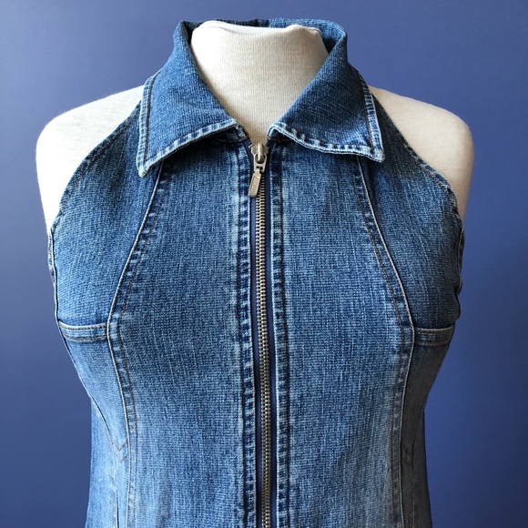 Denim Mini Dress Blue Jean 90’s Retro - Picture 6 of 10